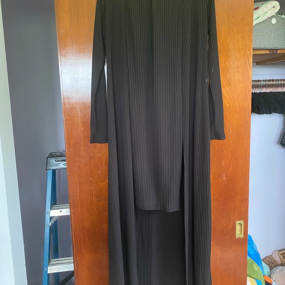 Black Ribbed Sleeveless Dress Cardigan Set | Pinkblush Maternity - Picture 2 of 3